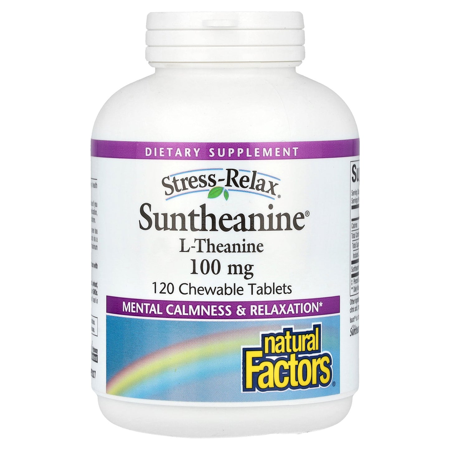 Natural Factors, Stress-Relax, Suntheanine L-Theanine, 100 mg, 120 Chewable Tablets