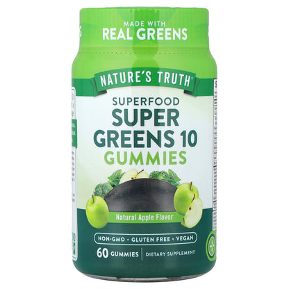 Nature's Truth, Superfood, Super Greens 10 Gummies, Natural Apple, 60 Gummies
