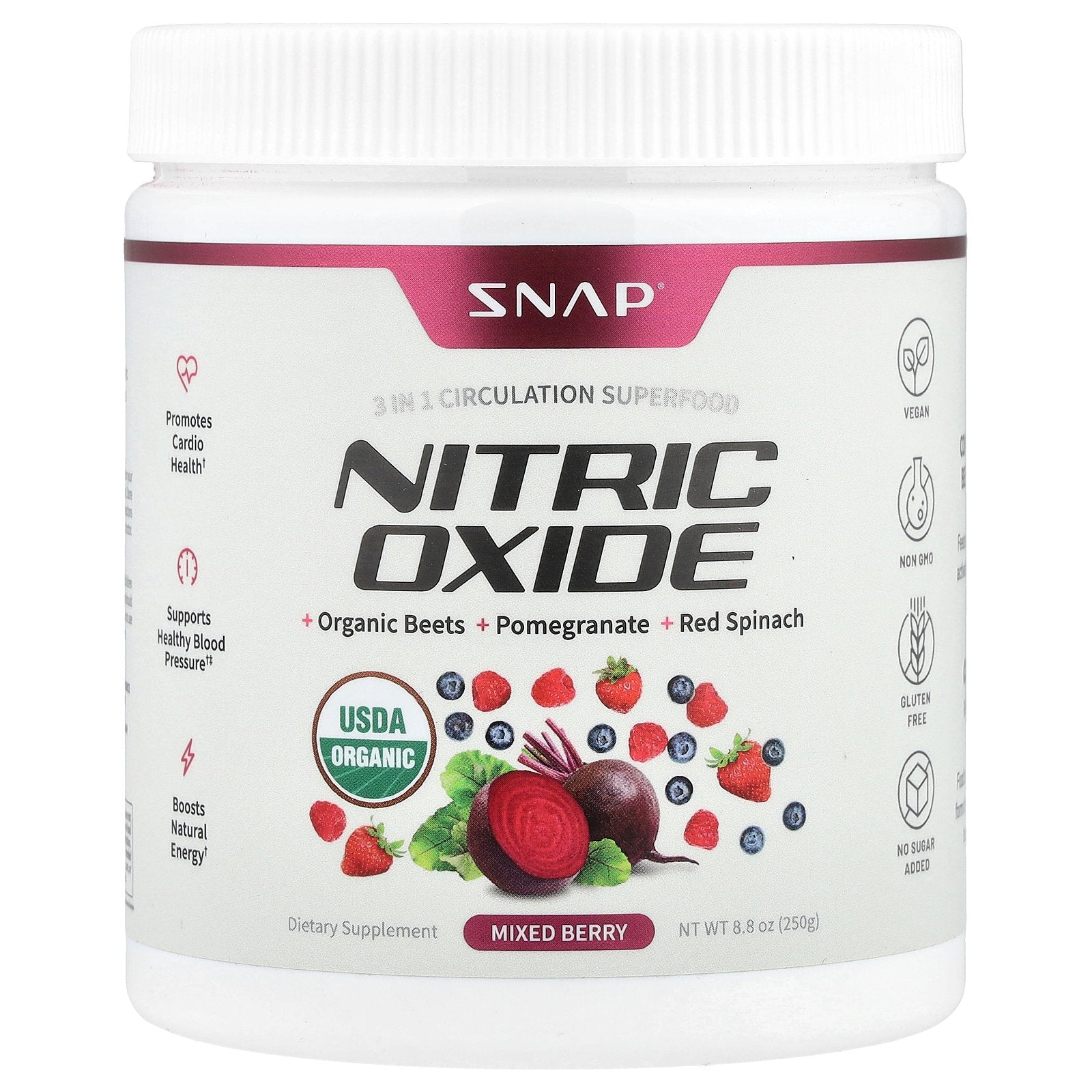 Snap Supplements, Nitric Oxide, Mixed Berry , 8.8 oz (250 g)