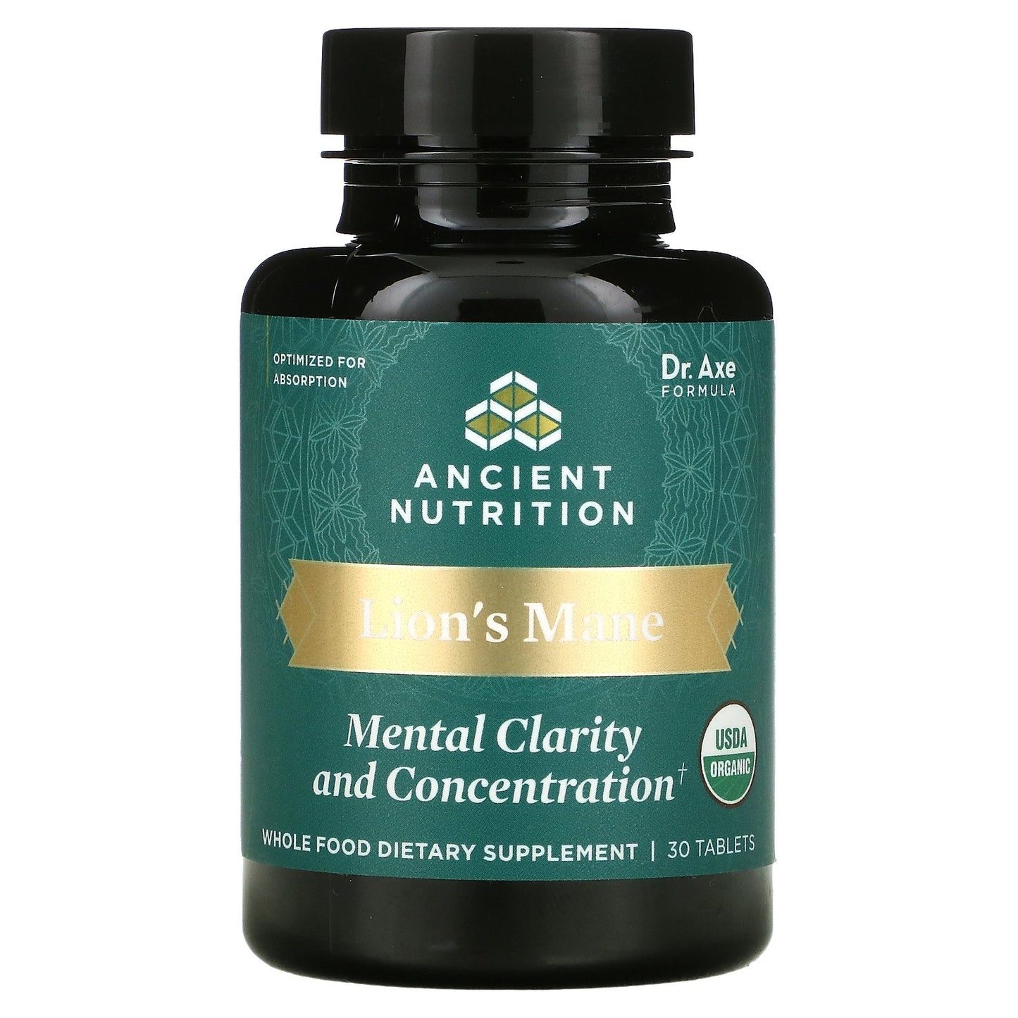 Ancient Nutrition, Lion's Mane, Mental Clarity And Concentration, 30 Tablets