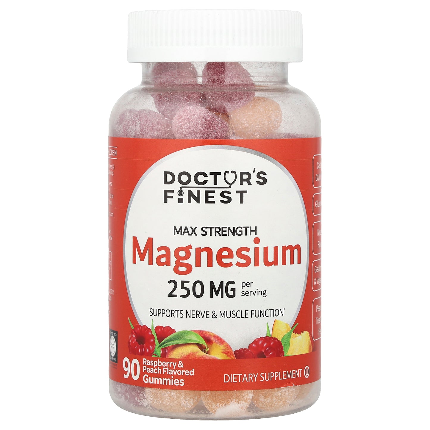 Doctor's Finest, Magnesium, Raspberry & Peach, 250 mg, 90 Gummies (83 mg per Gummy)