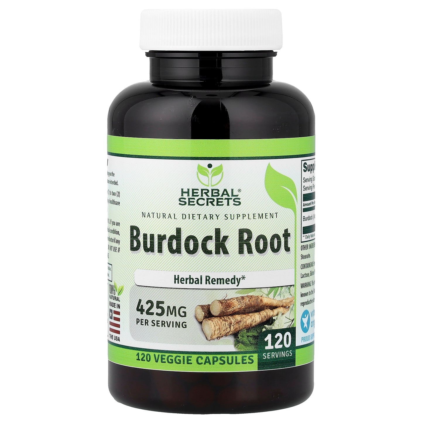 Herbal Secrets, Burdock Root, 425 mg, 120 Veggie Capsules
