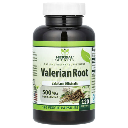 Herbal Secrets, Valerian Root, 500 mg, 120 Veggie Capsules