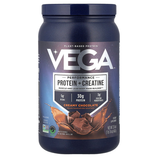 Vega, Performance, Protein + Creatine, Creamy Chocolate, 1 lb 7.4 oz (663 g)