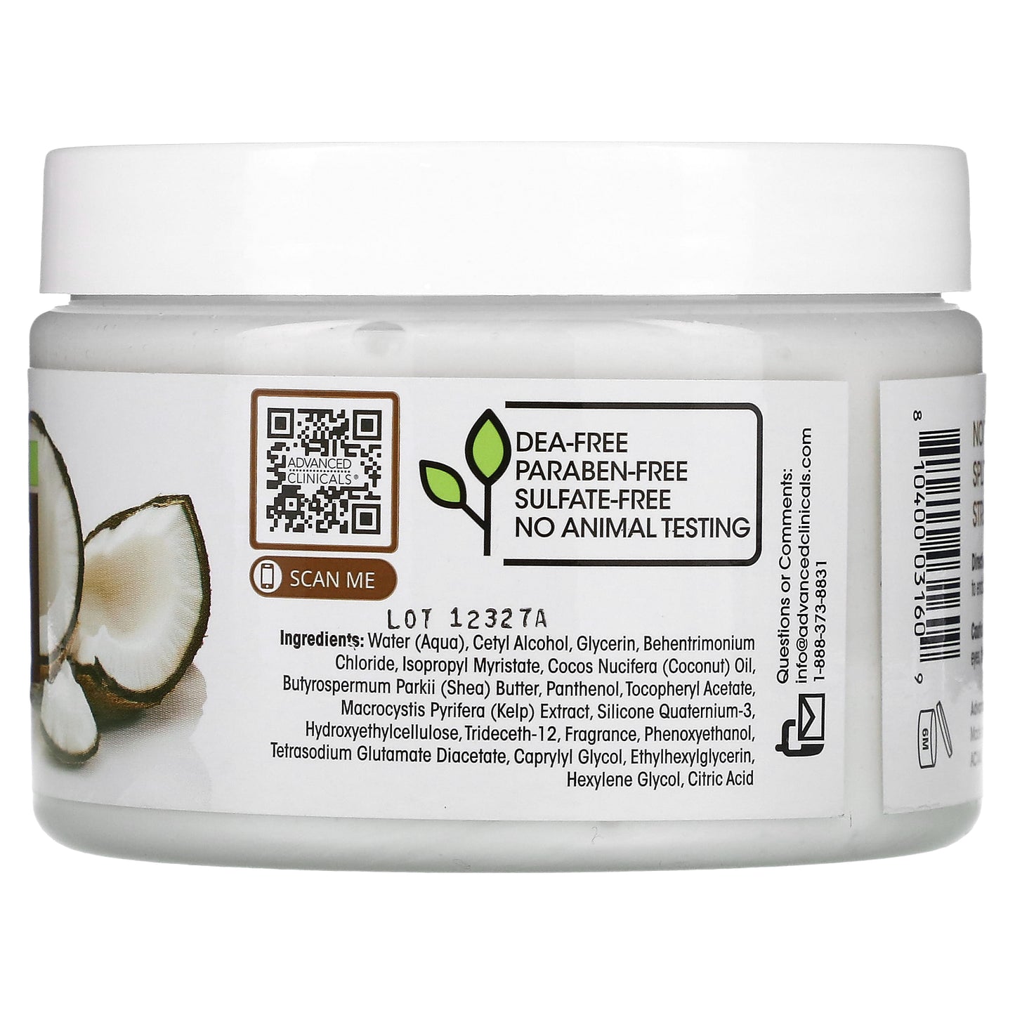 Advanced Clinicals, Coconut, Deep Hydration Hair Mask, 12 oz (340 g)