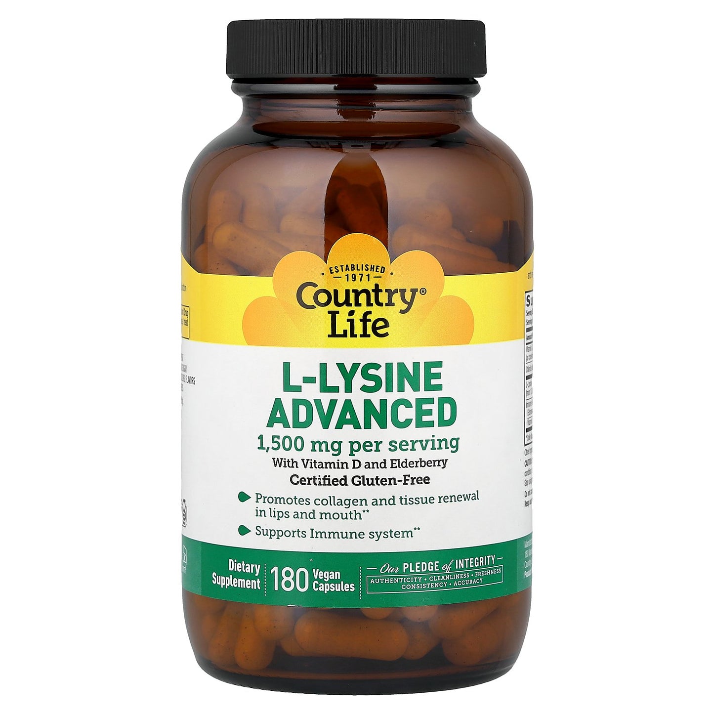 Country Life, L-Lysine, Advanced, 180 Vegan Capsules