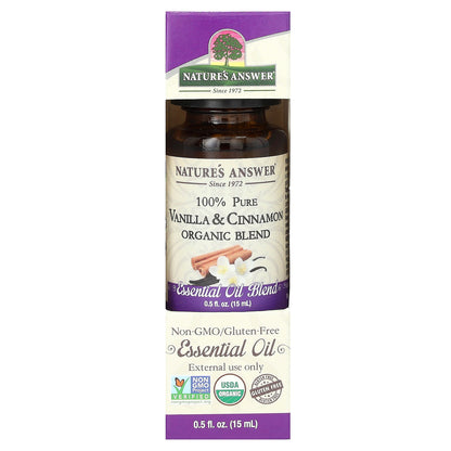 Nature's Answer, 100% Pure Organic Essential Oil Blend, Vanilla & Cinnamon, 0.5 fl oz (15 ml)