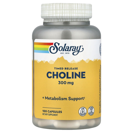 Solaray, Choline, Timed Release, 300 mg, 100 Capsules