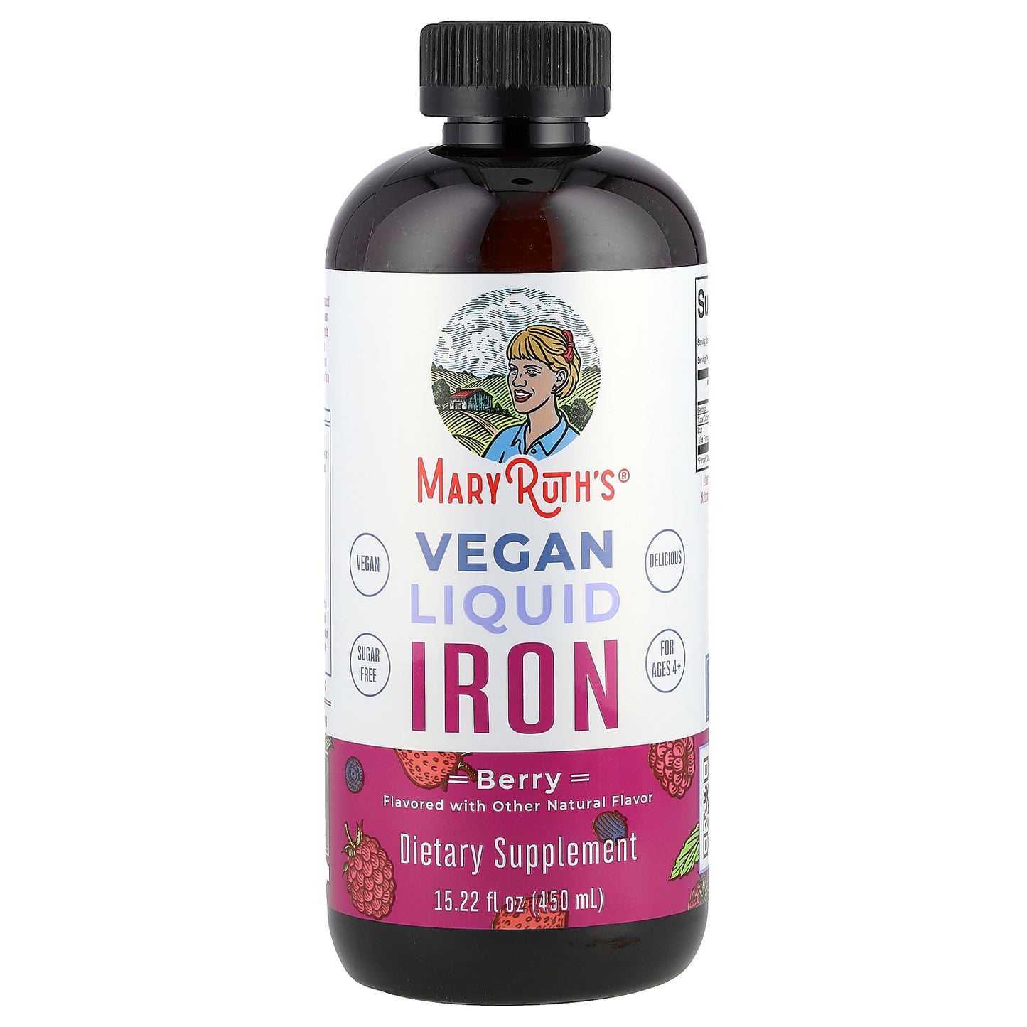 MaryRuth's, Vegan Liquid Iron, For Ages 4+, Berry, 15.22 fl oz (450 ml)