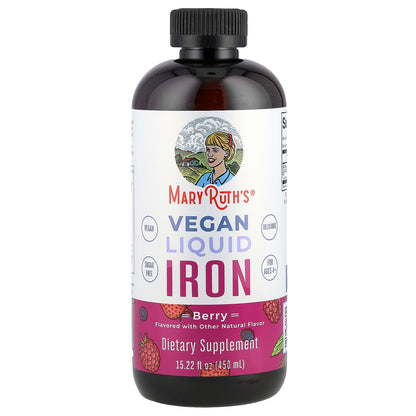 MaryRuth's, Vegan Liquid Iron, For Ages 4+, Berry, 15.22 fl oz (450 ml)