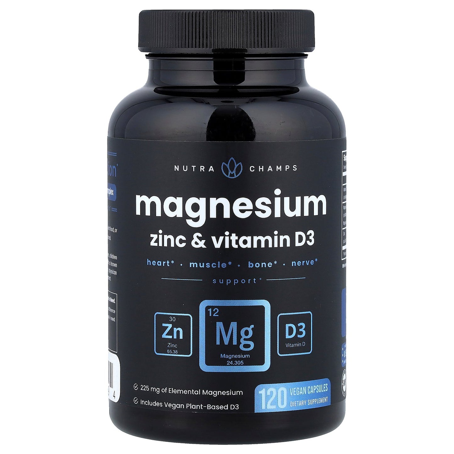 NutraChamps, Magnesium, Zinc & Vitamin D3, 120 Vegan Capsules