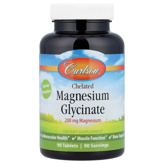 Carlson, Chelated Magnesium Glycinate, 200 mg, 90 Tablets