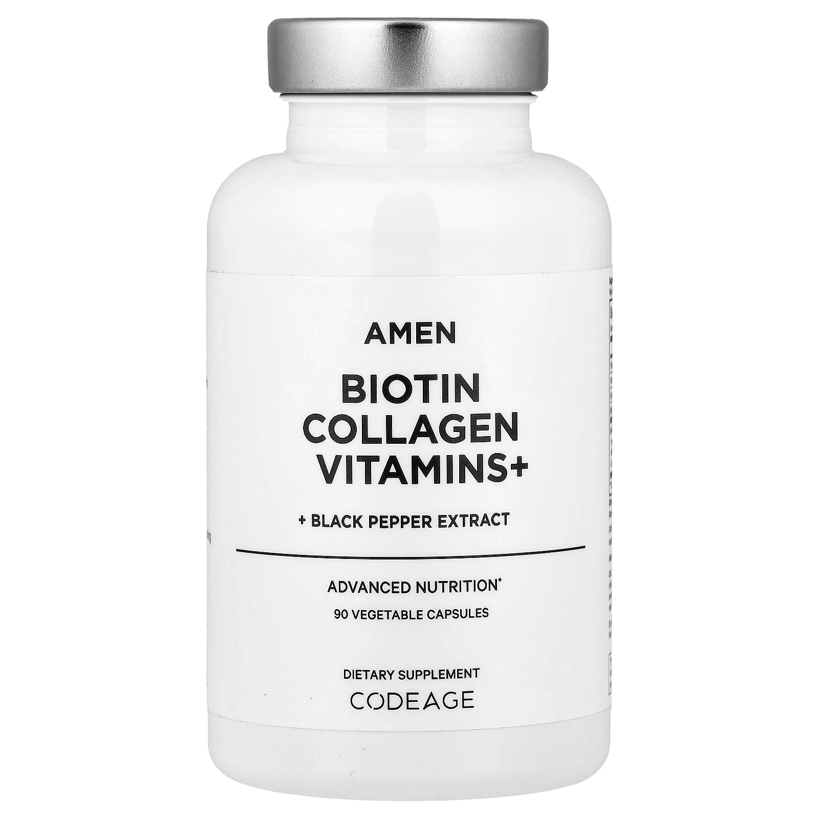 Codeage, Amen, Biotin Collagen Vitamins+, 90 Vegetable Capsules