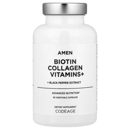 Codeage, Amen, Biotin Collagen Vitamins+, 90 Vegetable Capsules