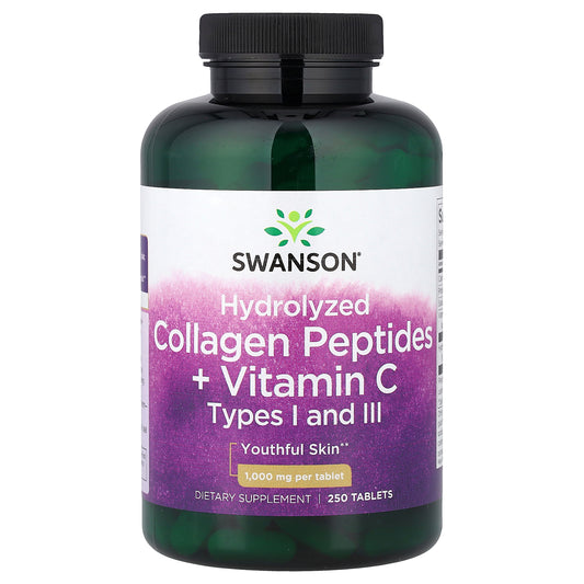 Swanson, Hydrolyzed Collagen Peptides + Vitamin C, 250 Tablets