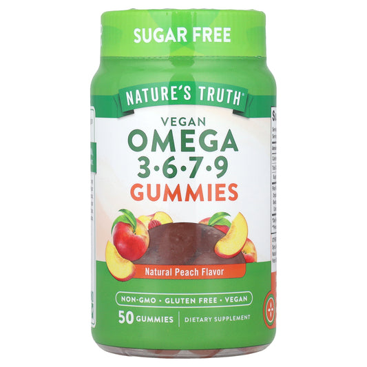 Nature's Truth, Vegan Omega 3-6-7-9 Gummies, Natural Peach, 50 Gummies