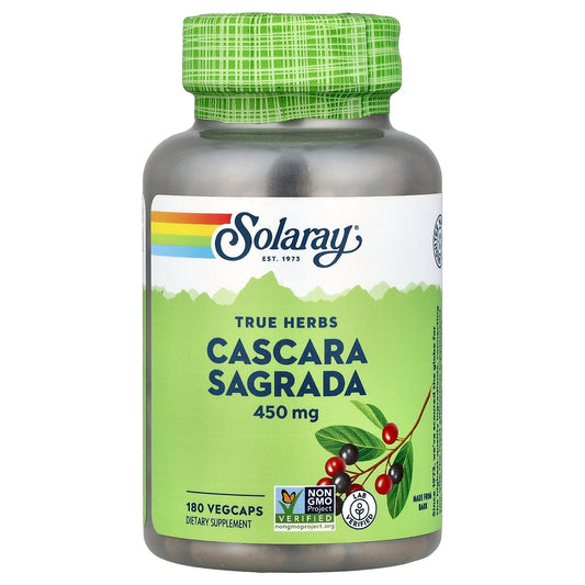 Solaray, True Herbs, Cascara Sagrada, 450 mg, 180 VegCaps