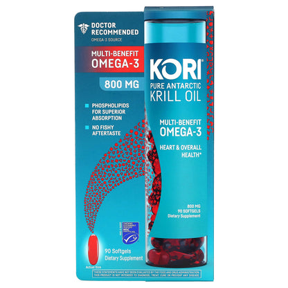 Kori, Pure Antarctic Krill Oil, Multi-Benefit Omega-3, 90 Softgels