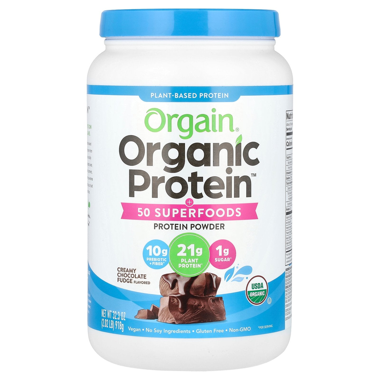 Orgain, Organic Protein + 50 Superfoods, Creamy Chocolate Fudge, 2.02 lbs (918 g)