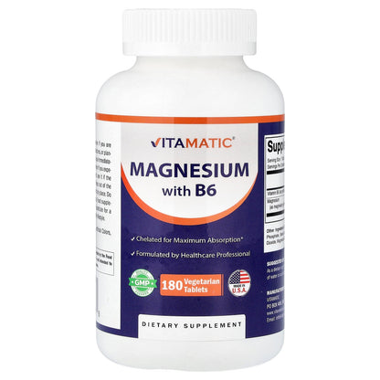 Vitamatic, Magnesium with B6, 180 Vegetarian Tablets