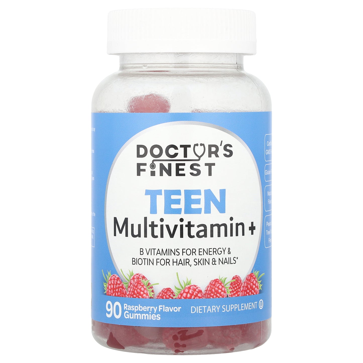 Doctor's Finest, Teen Multivitamin+ Gummies, Raspberry, 90 Gummies