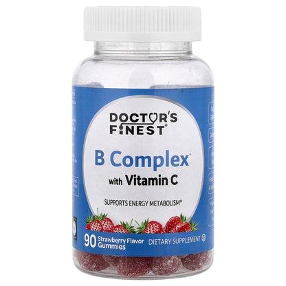 Doctor's Finest, B Complex with Vitamin C Gummies, Strawberry, 90 Gummies