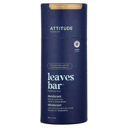 ATTITUDE, Leaves Bar™ Deodorant, Sage & Rosemary, 3 oz (85 g)