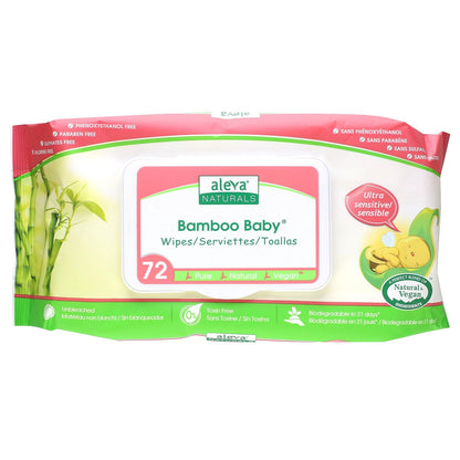 Aleva Naturals, Bamboo Baby Wipes, Ultra Sensitive, 72 Wipes