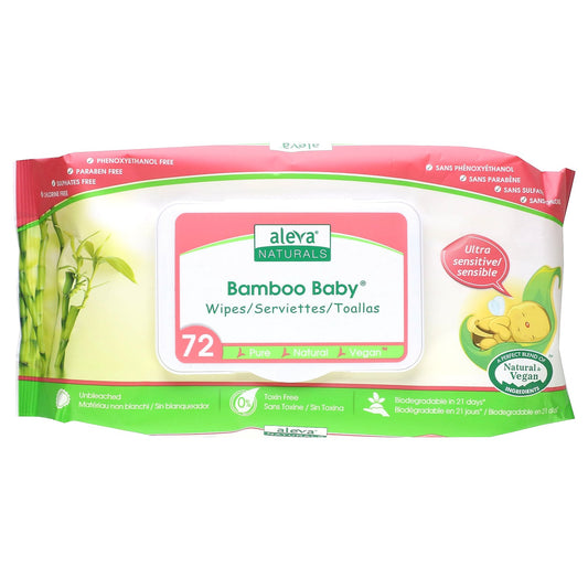 Aleva Naturals, Bamboo Baby Wipes, Ultra Sensitive, 72 Wipes