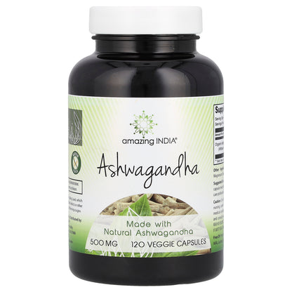 Amazing India, Ashwagandha, 500 mg, 120 Veggie Capsules