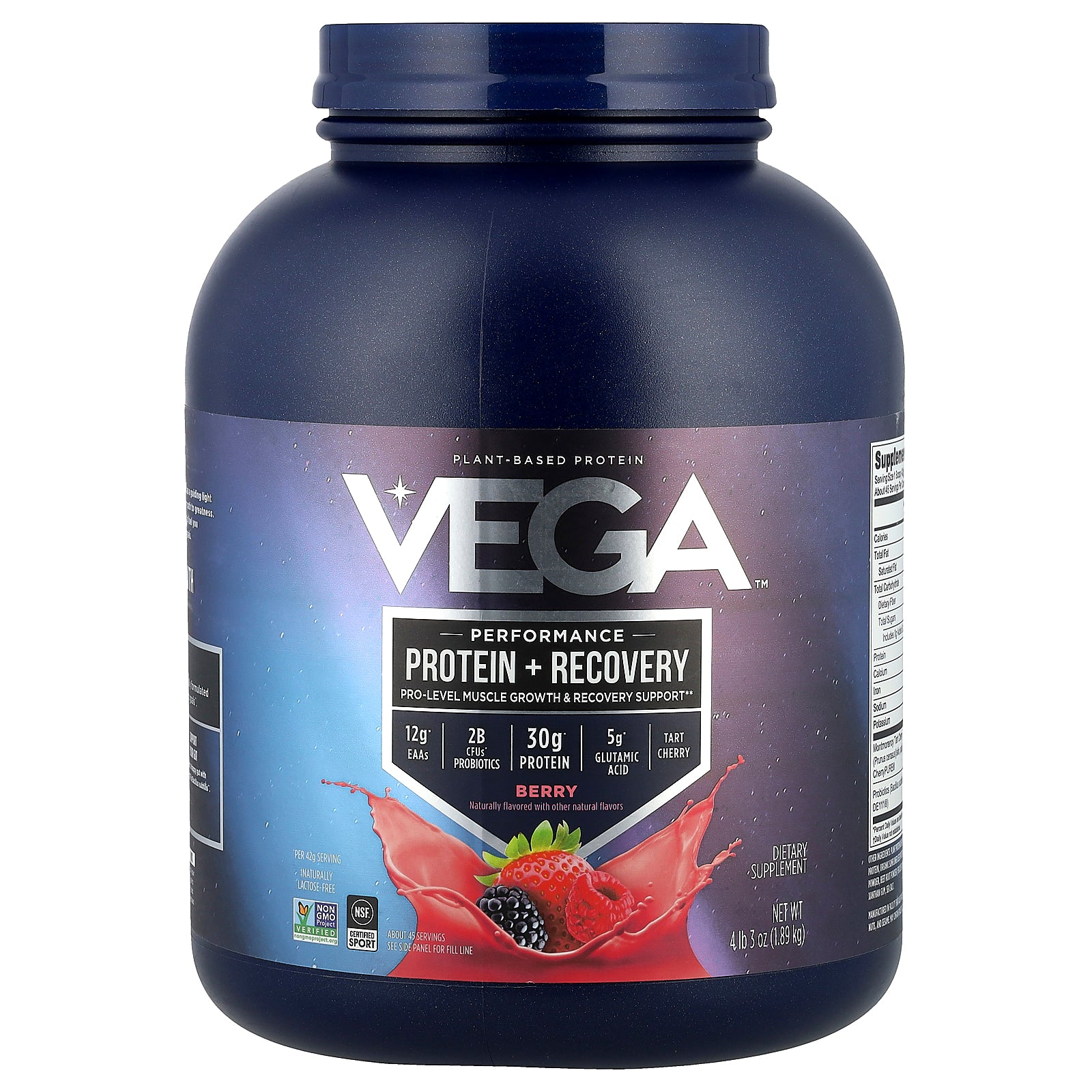 Vega, Plant-Based Protein, Performance Protein + Recovery,  Berry, 4 lb 3 oz (1.89 kg)
