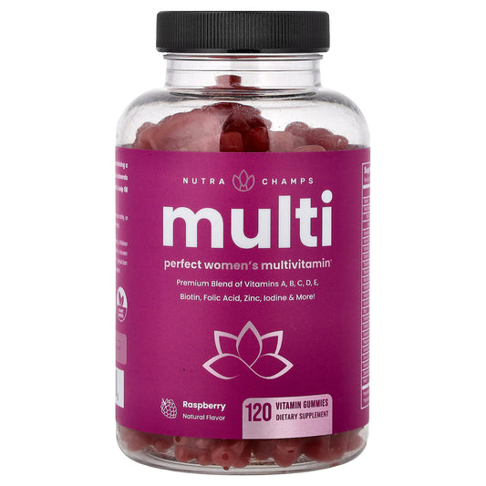 NutraChamps, Multi, Perfect Women's Multivitamin Gummies, Raspberry, 120 Vitamin Gummies