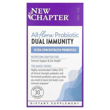 New Chapter, All Flora™ Probiotics, Dual Immunity, 30 Vegetarian Capsules