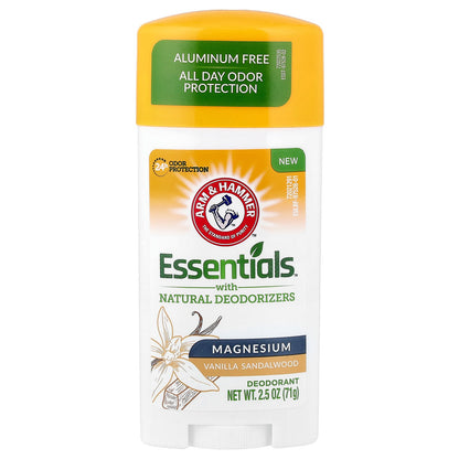 Arm & Hammer, Essentials™ with Natural Deodorizers, Deodorant, Magnesium, Vanilla Sandalwood, 2.5 oz (71 g)