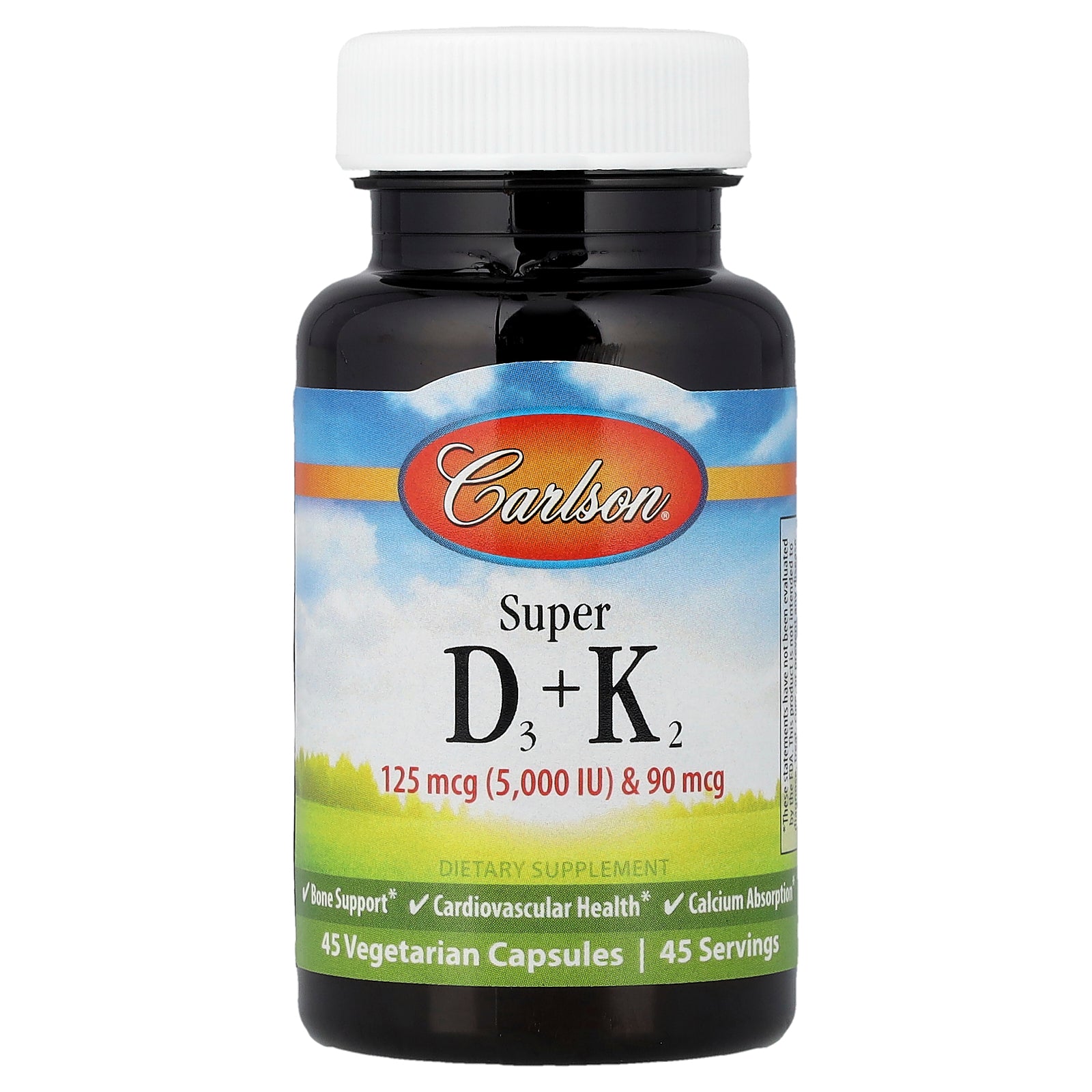 Carlson, Super D3 + K2, 45 Vegetarian Capsules