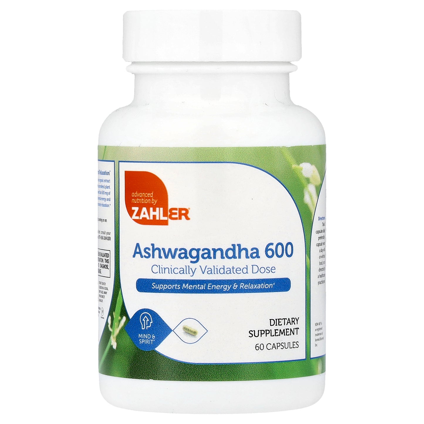Zahler, Ashwagandha 600, Clinically Validated Dose, Supports Mental Energy & Relaxation, 60 Capsules (300 mg per Capsule)