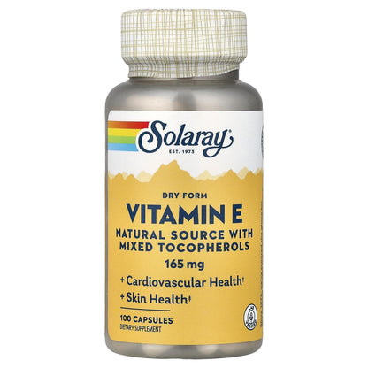 Solaray, Dry Form Vitamin E, 165 mg, 100 Capsules