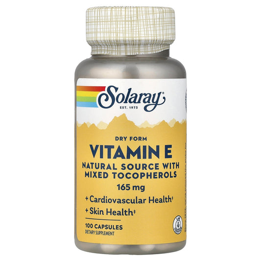 Solaray, Dry Form Vitamin E, 165 mg, 100 Capsules