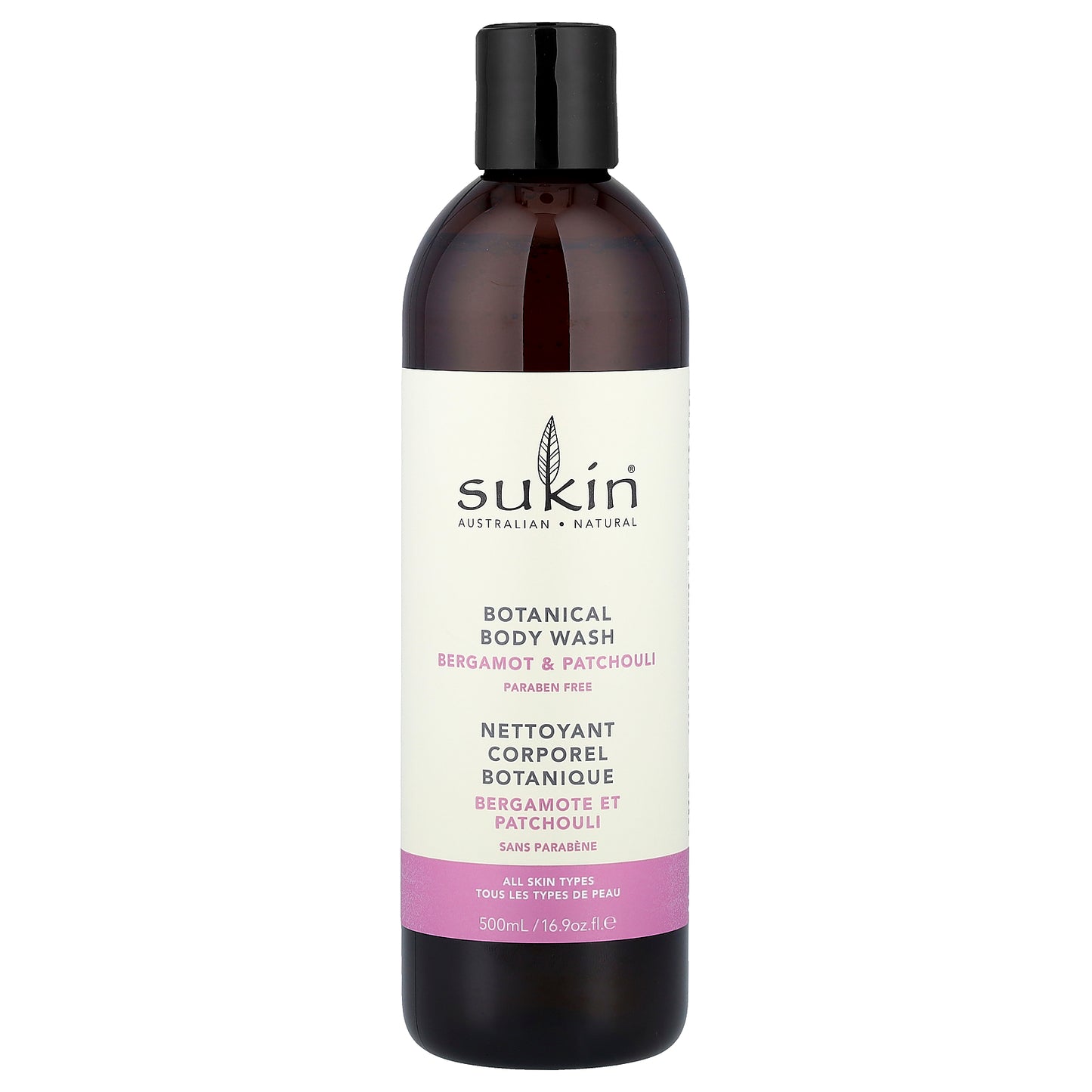 Sukin, Botanical Body Wash, All Skin Types, Bergamot & Patchouli, 16.9 oz (500 ml)