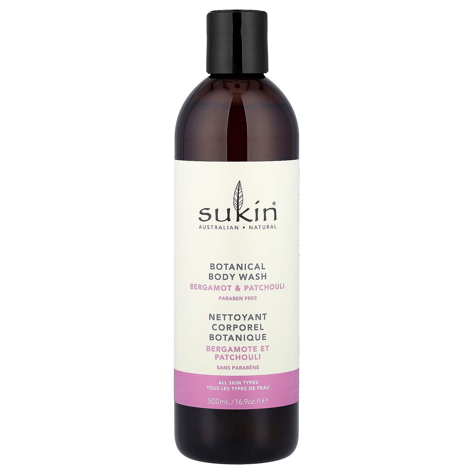 Sukin, Botanical Body Wash, All Skin Types, Bergamot & Patchouli, 16.9 oz (500 ml)