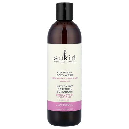 Sukin, Botanical Body Wash, All Skin Types, Bergamot & Patchouli, 16.9 oz (500 ml)