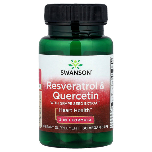 Swanson, Resveratrol & Quercetin with Grape Seed Extract, 30 Veggie Caps