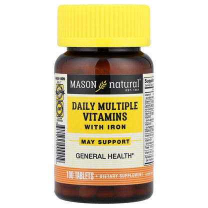 Mason Natural, Daily Multiple Vitamins with Iron, 100 Tablets