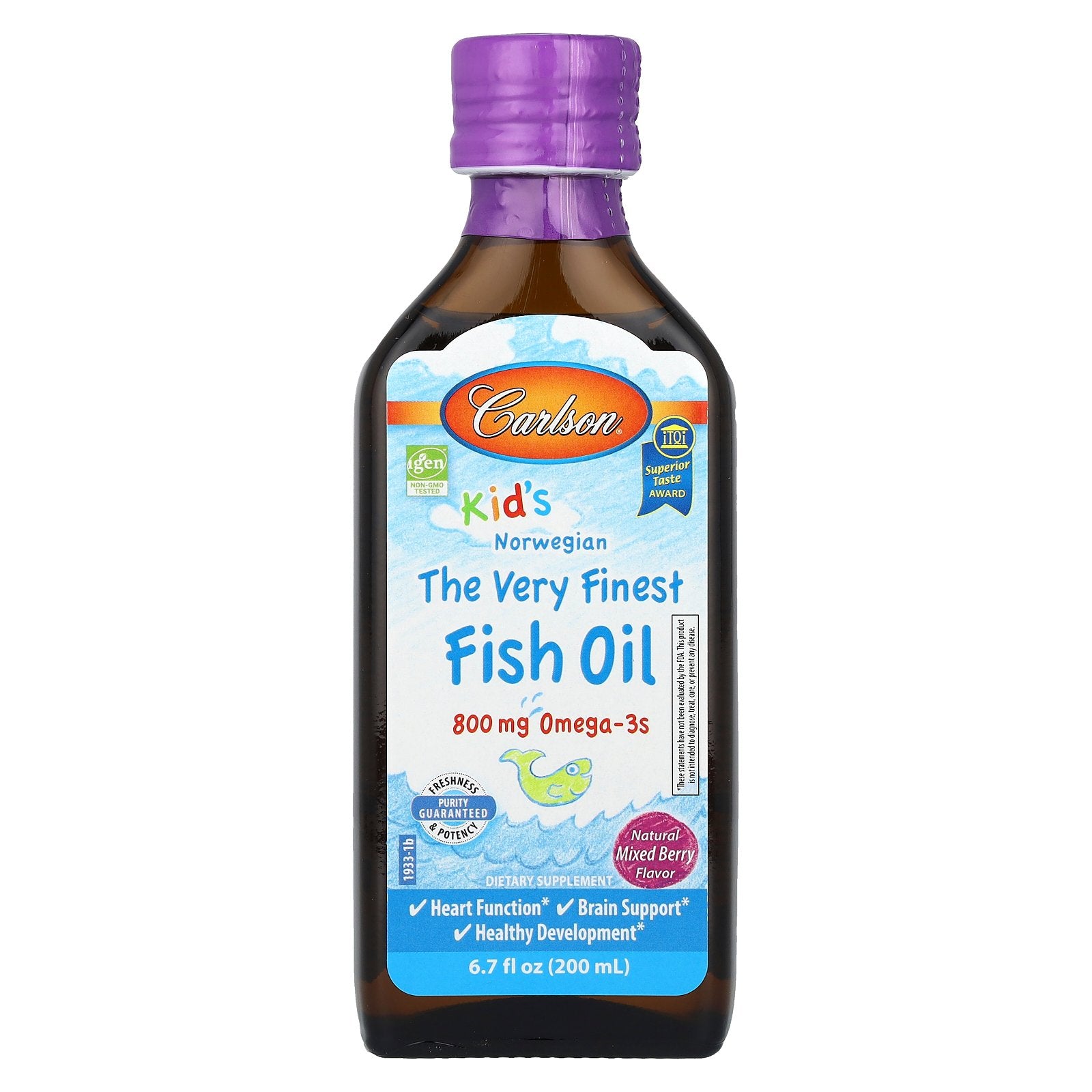 Carlson, Kid's, Norwegian, The Very Finest Fish Oil, Natural Mixed Berry, 800 mg, 6.7 fl oz (200 ml)