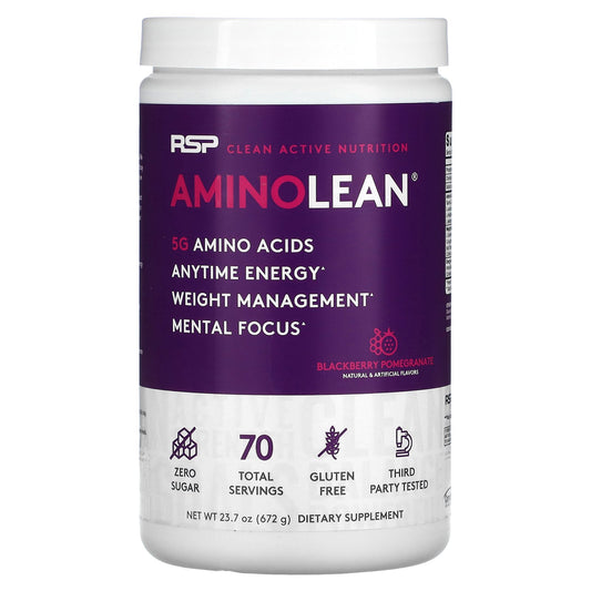 RSP Nutrition, AminoLean, 5 g Amino Acids + Anytime Energy, Blackberry Pomegranate, 23.7 oz (672 g)