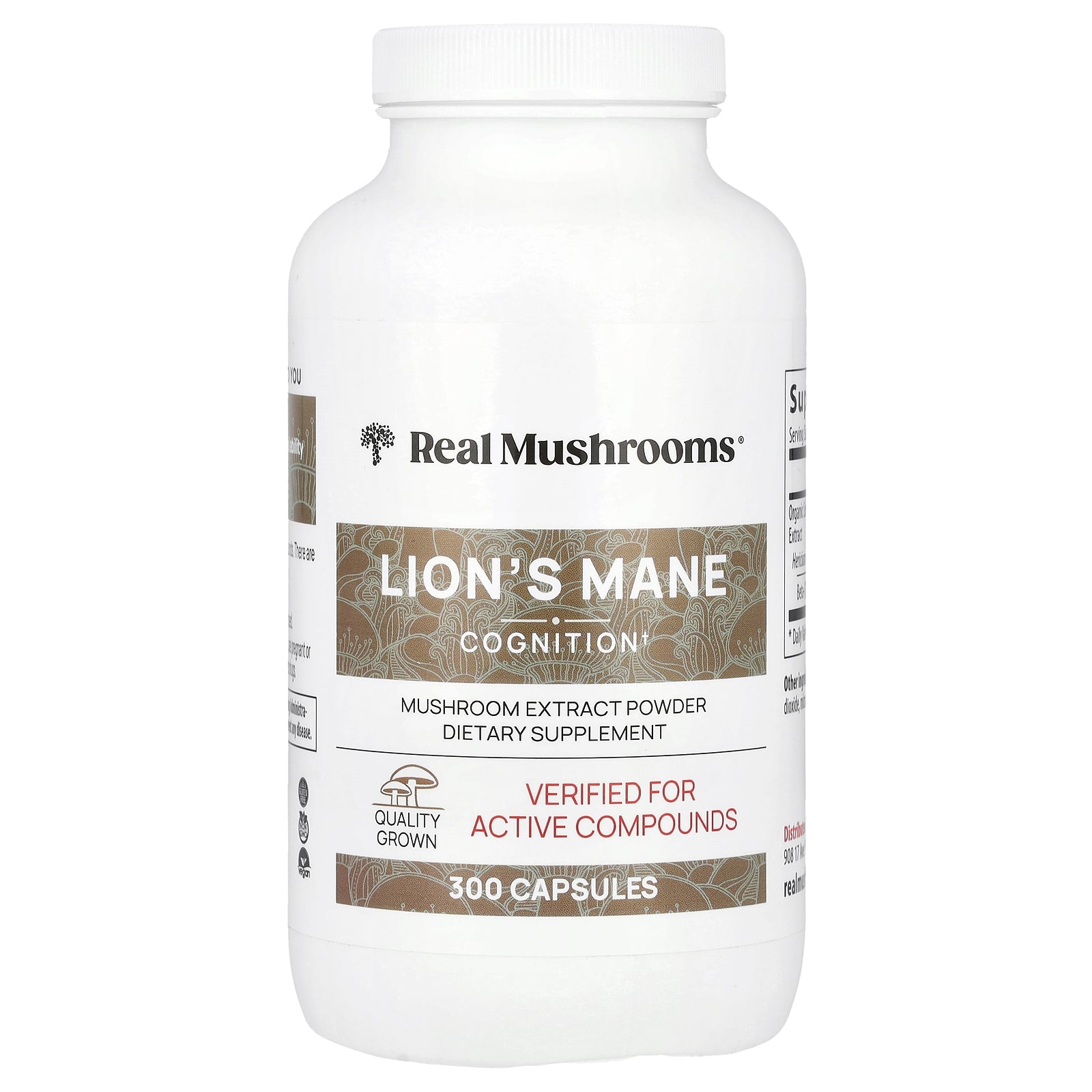 Real Mushrooms, Lion's Mane, Mushroom Extract Powder, 300 Capsules