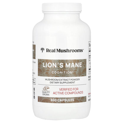 Real Mushrooms, Lion's Mane, Mushroom Extract Powder, 300 Capsules