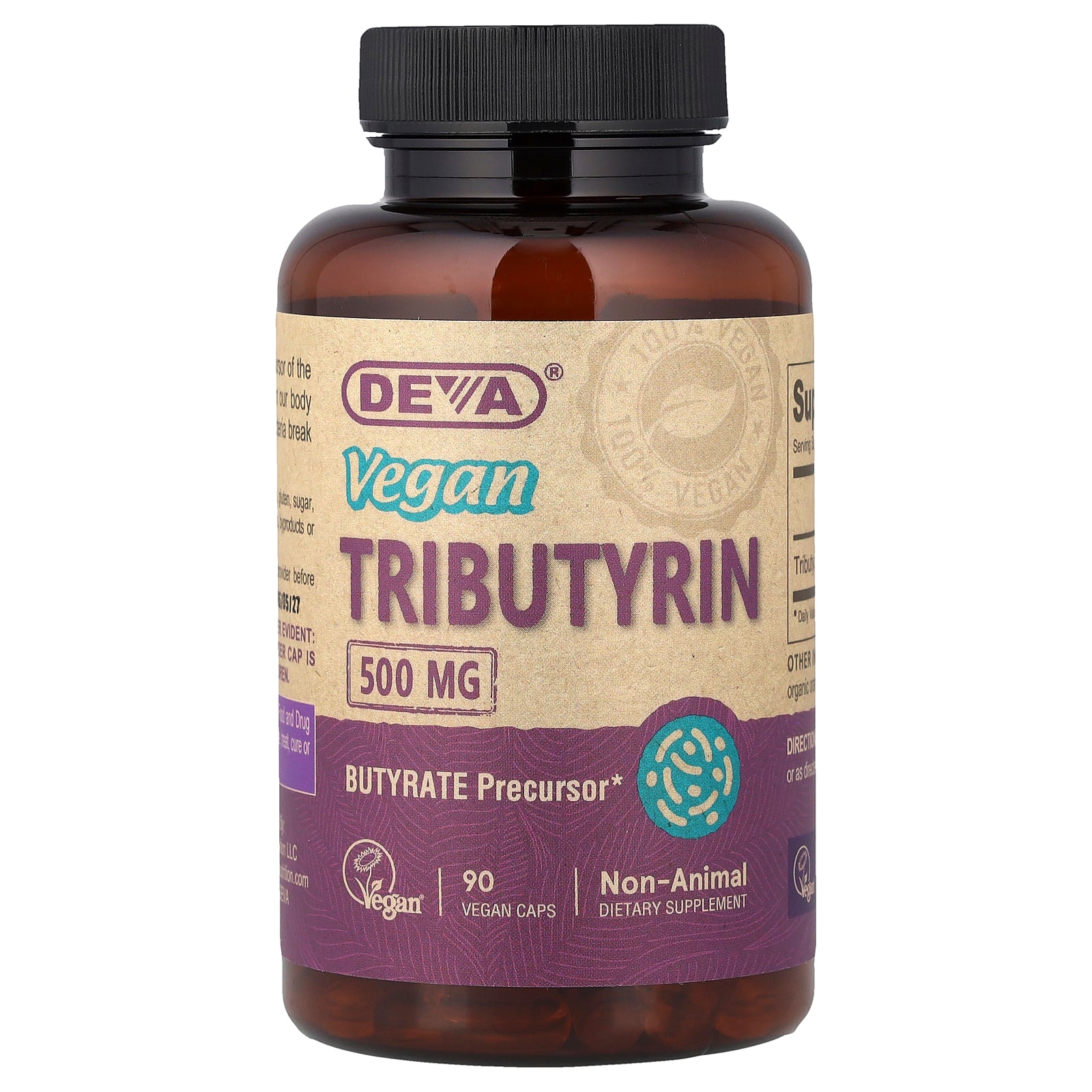 Deva, Vegan Tributyrin, 500 mg , 90 Vegan Caps