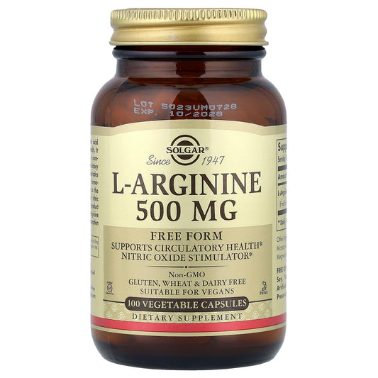 Solgar, L-Arginine, 500 mg, 100 Vegetable Capsules