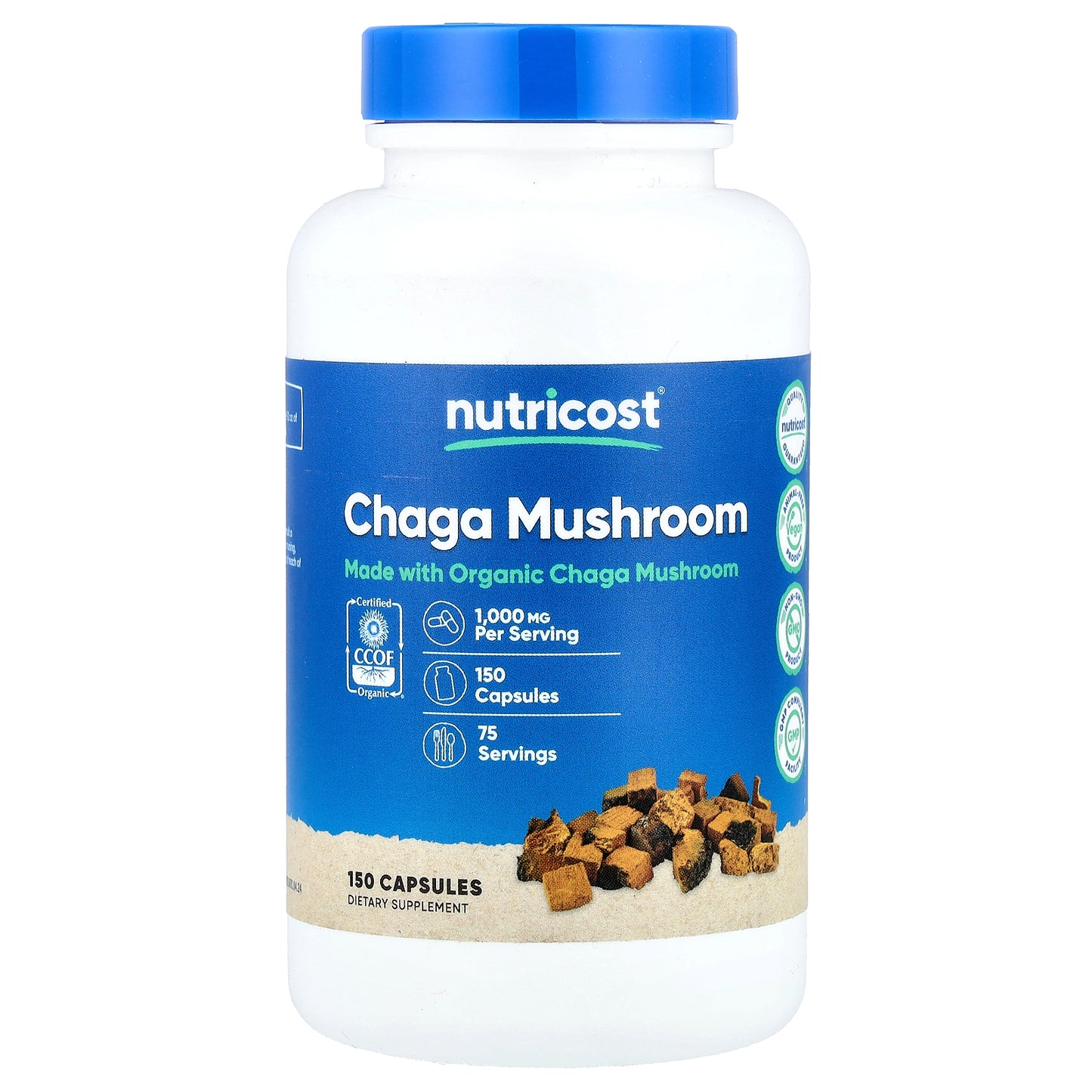 Nutricost, Chaga Mushroom, 150 Capsules (500 mg per Capsule)